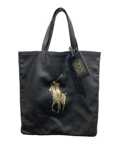 RALPH LAUREN（ラルフローレン）RALPH LAUREN (ラルフローレン) レザートートバッグ ブラックの古着・服飾アイテム