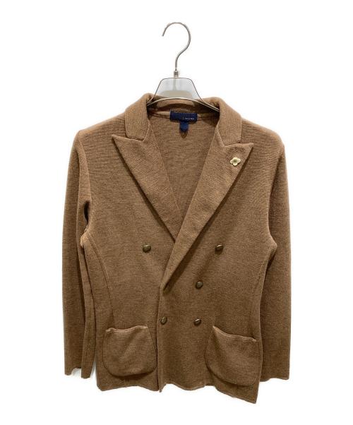 LARDINI（ラルディーニ）LARDINI (ラルディーニ) ミラノリブダブルブレストニット金釦ジャケット ブラウン サイズ:Mの古着・服飾アイテム