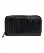 BOTTEGA VENETAボッテガベネタ）の古着「イントレチャート長財布」｜ブラック