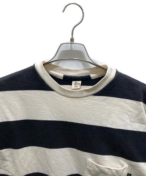 stussy（ステューシー）stussy (ステューシー) ボーダーカットソー ブラック×ホワイト サイズ:XLの古着・服飾アイテム