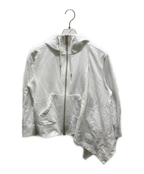 sacai（サカイ）sacai (サカイ) アシンメトリー ジップアップパーカー ホワイト サイズ:2の古着・服飾アイテム