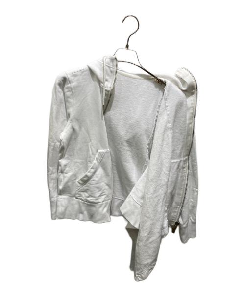 sacai（サカイ）sacai (サカイ) アシンメトリー ジップアップパーカー ホワイト サイズ:2の古着・服飾アイテム