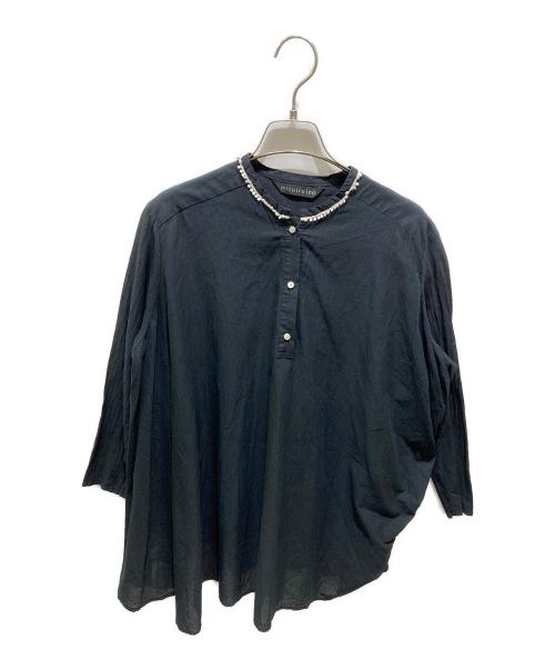 mizuiro-ind（ミズイロインド）mizuiro-ind (ミズイロインド) ヘンリーネックシャツ ネイビー サイズ:記載なしの為実寸参照の古着・服飾アイテム