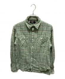 RRL（ダブルアールエル）の古着「リネンン混チェックシャツ」｜グリーン
