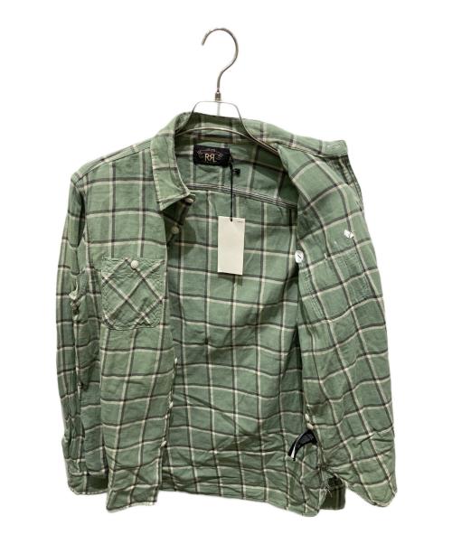 RRL（ダブルアールエル）RRL (ダブルアールエル) リネンン混チェックシャツ グリーン サイズ:Ｍの古着・服飾アイテム