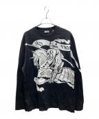 BURBERRYバーバリー）の古着「ホースプリントロングスリーブカットソー」｜ブラック