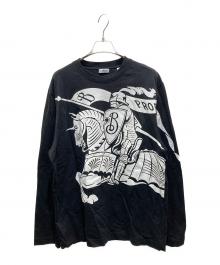BURBERRY（バーバリー）の古着「ホースプリントロングスリーブカットソー」｜ブラック
