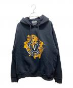 VERSACE JEANS COUTUREヴェルサーチ ジーンズクチュール）の古着「プリントプルオーバーパーカー」｜ブラック