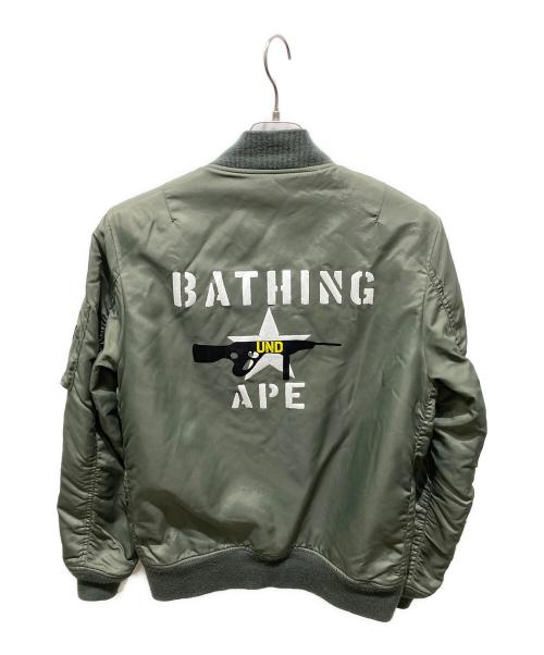 A BATHING APE（ア ベイシング エイプ）A BATHING APE (ア ベイシング エイプ) UNDEFEATED (アンディフィーテッド) MA-1 ワッペン装飾フライトジャケット カーキ サイズ:Sの古着・服飾アイテム
