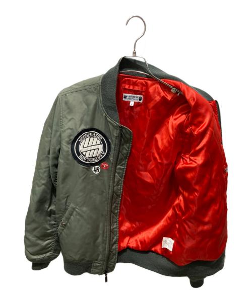 A BATHING APE（ア ベイシング エイプ）A BATHING APE (ア ベイシング エイプ) UNDEFEATED (アンディフィーテッド) MA-1 ワッペン装飾フライトジャケット カーキ サイズ:Sの古着・服飾アイテム