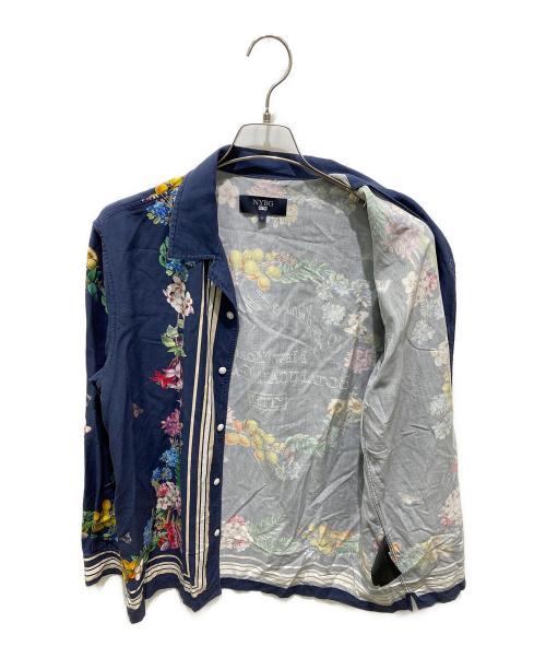 NYBG（-）NYBG (-) KITH (キス) Floral Border Long Sleeve Thompson Shirt ネイビー サイズ:Ｓの古着・服飾アイテム