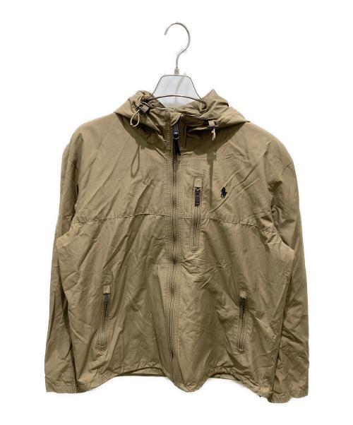 POLO RALPH LAUREN（ポロ・ラルフローレン）POLO RALPH LAUREN (ポロ・ラルフローレン) ポニー刺繍コットンナイロンフーデットジャケット ブラウン サイズ:Ｌの古着・服飾アイテム