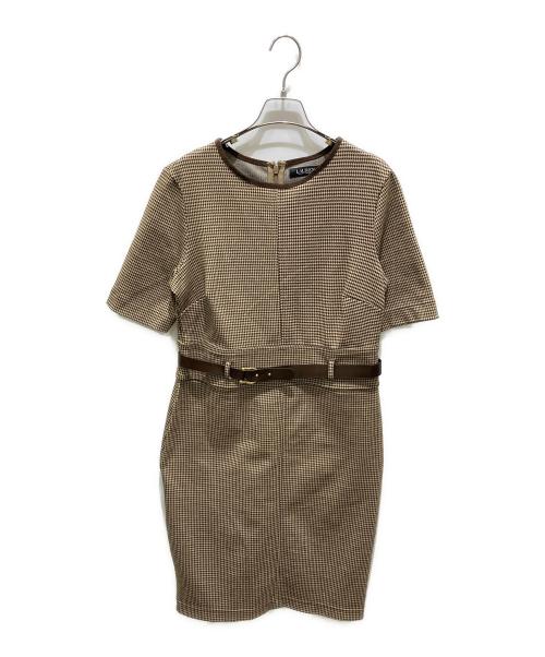 LAUREN RALPH LAUREN（ローレンラルフローレン）LAUREN RALPH LAUREN (ローレンラルフローレン) ベルテッドワンピース ブラウン サイズ:Ｍの古着・服飾アイテム