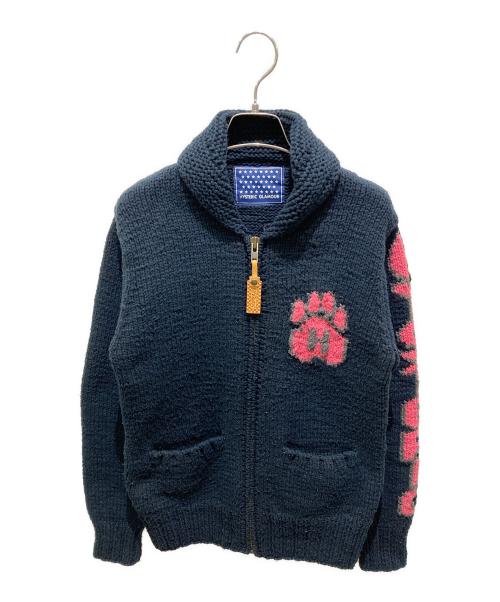 Hysteric Glamour（ヒステリックグラマー）Hysteric Glamour (ヒステリックグラマー) デザインカウチンニットカーディガン ネイビー×ピンク サイズ:FREEの古着・服飾アイテム