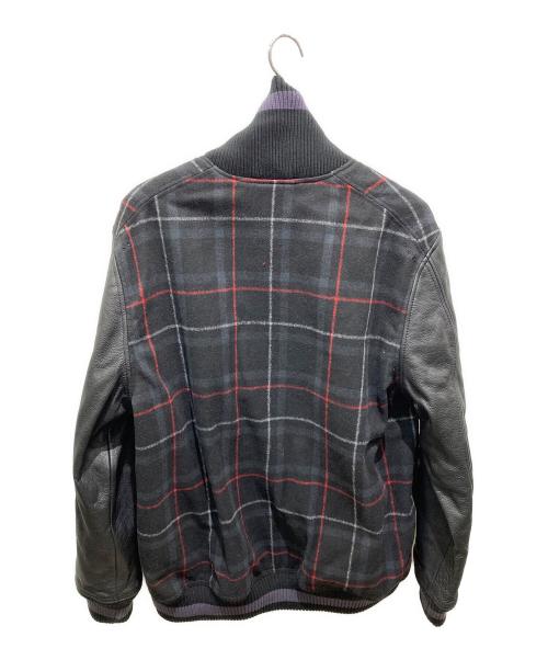 JORDAN（ジョーダン）JORDAN (ジョーダン) ウール切替チェックスタジャン ブラック サイズ:XLの古着・服飾アイテム