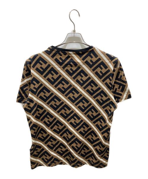 FENDI（フェンディ）FENDI (フェンディ) ZUCCa ダイアゴナルt-シャツ ブラウン サイズ:XLの古着・服飾アイテム