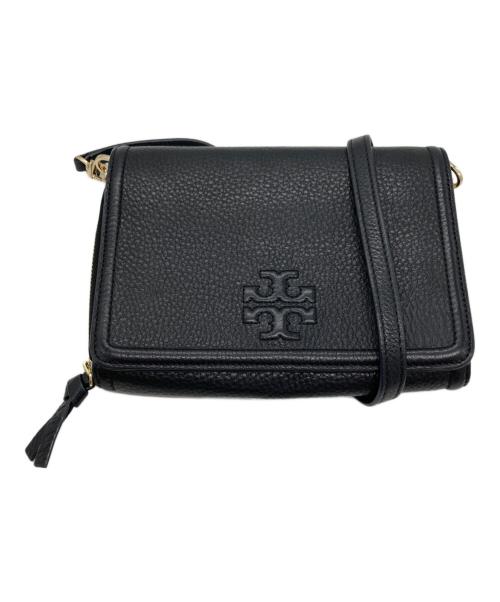 TORY BURCH（トリーバーチ）TORY BURCH (トリーバーチ) ロゴフラップショルダーウォレット ブラックの古着・服飾アイテム