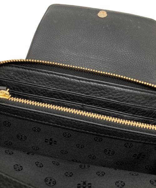 TORY BURCH（トリーバーチ）TORY BURCH (トリーバーチ) ロゴフラップショルダーウォレット ブラックの古着・服飾アイテム