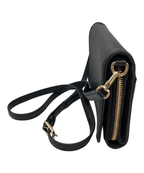 TORY BURCH（トリーバーチ）TORY BURCH (トリーバーチ) ロゴフラップショルダーウォレット ブラックの古着・服飾アイテム