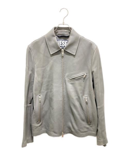 DIESEL（ディーゼル）DIESEL (ディーゼル) L-KORNレザージャケット グレー サイズ:Mの古着・服飾アイテム