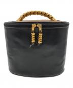 LOEWEロエベ）の古着「ゴールドハンドルレザーバニティバッグ」｜ブラック