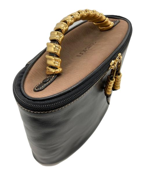 LOEWE（ロエベ）LOEWE (ロエベ) ゴールドハンドルレザーバニティバッグ ブラックの古着・服飾アイテム