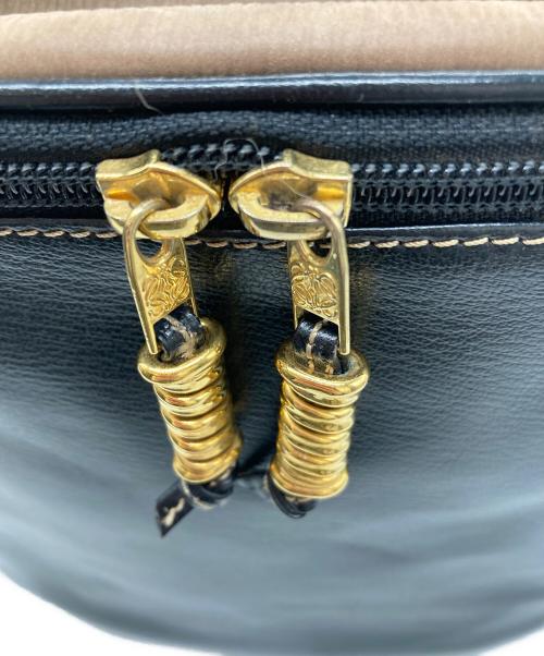 LOEWE（ロエベ）LOEWE (ロエベ) ゴールドハンドルレザーバニティバッグ ブラックの古着・服飾アイテム