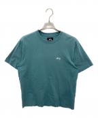 stussyステューシー）の古着「ロゴ刺繍半袖Tシャツ」｜ブルー