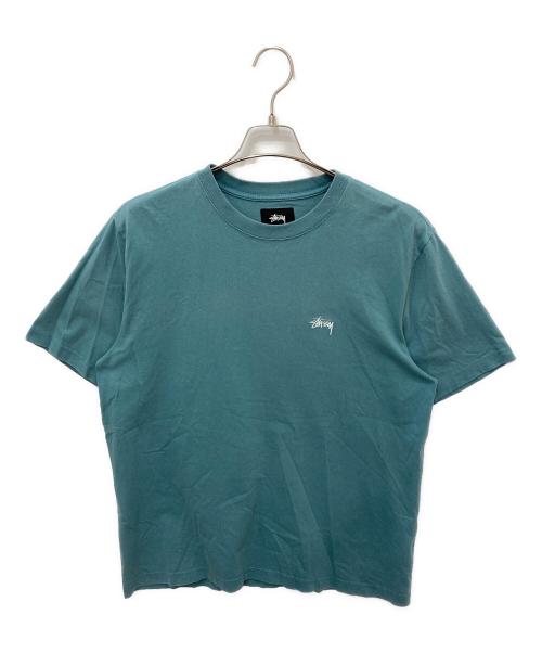 stussy（ステューシー）stussy (ステューシー) ロゴ刺繍半袖Tシャツ ブルー サイズ:Ｍの古着・服飾アイテム
