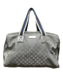 GUCCI（グッチ）の古着「GGキャンバス シェリーライン ボストンバッグ」｜グレー×ブルー