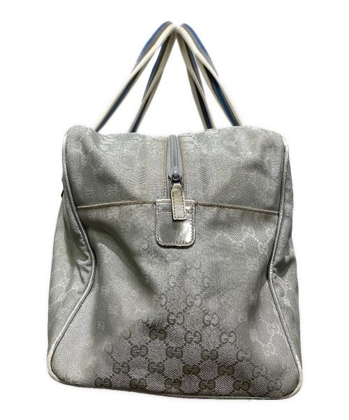 GUCCI（グッチ）GUCCI (グッチ) GGキャンバス シェリーライン ボストンバッグ グレー×ブルーの古着・服飾アイテム