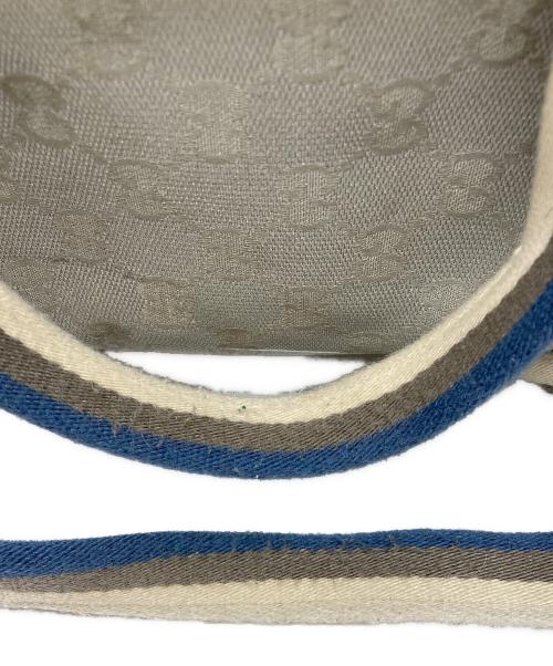 GUCCI（グッチ）GUCCI (グッチ) GGキャンバス シェリーライン ボストンバッグ グレー×ブルーの古着・服飾アイテム