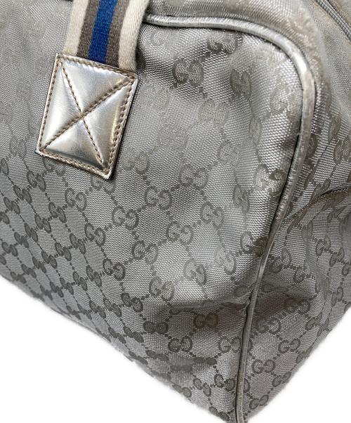 GUCCI（グッチ）GUCCI (グッチ) GGキャンバス シェリーライン ボストンバッグ グレー×ブルーの古着・服飾アイテム