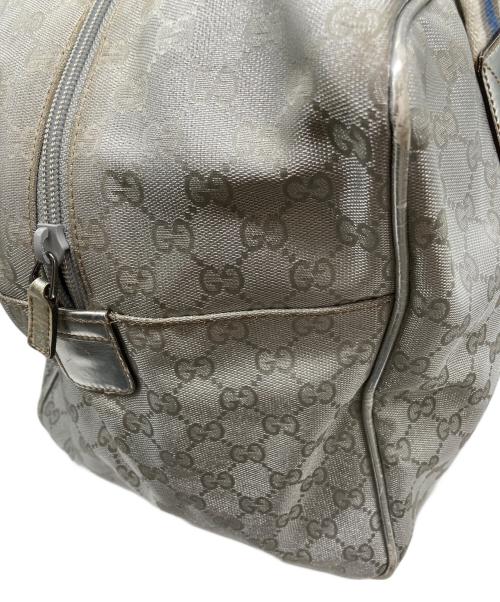 GUCCI（グッチ）GUCCI (グッチ) GGキャンバス シェリーライン ボストンバッグ グレー×ブルーの古着・服飾アイテム