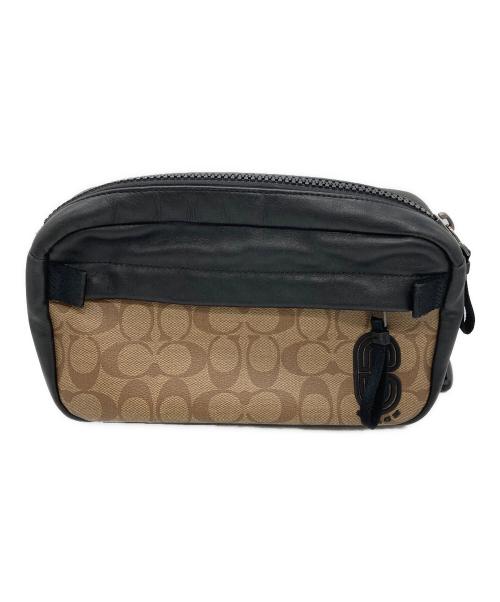 COACH（コーチ）COACH (コーチ) シグネイチャーウエストバッグ ブラック×ブラウンの古着・服飾アイテム
