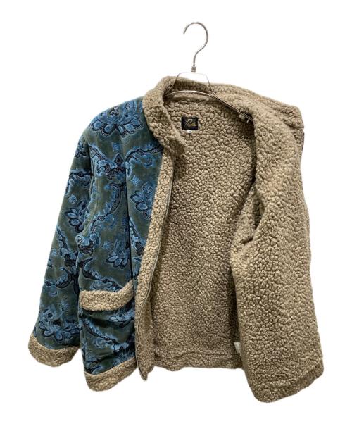 Needles（ニードルズ）Needles (ニードルズ) Zipped Tibetan Jacket - Damask Velvet Jq ブルー サイズ:Mの古着・服飾アイテム
