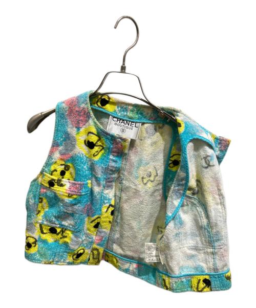 CHANEL（シャネル）CHANEL (シャネル) パイル地花柄セットアップ ブルー サイズ:38の古着・服飾アイテム
