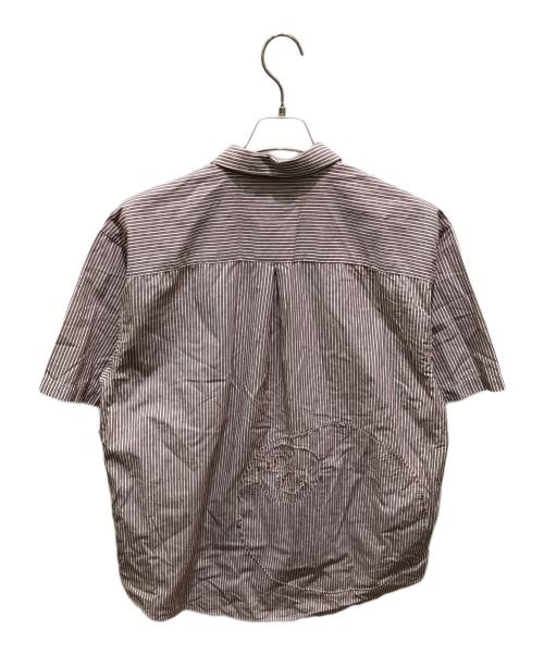 stussy（ステューシー）stussy (ステューシー) BOXY SS SHIRT 8 BALL STRIPE ブラウン サイズ:Ｍの古着・服飾アイテム