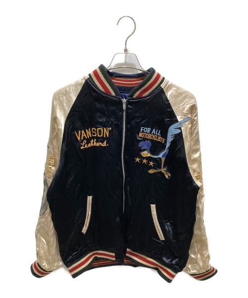 VANSON（バンソン）VANSON (バンソン) LOONEY TUNES (ルーニーチューンズ) リバーシブル刺繍スカジャン ブラック サイズ:XLの古着・服飾アイテム
