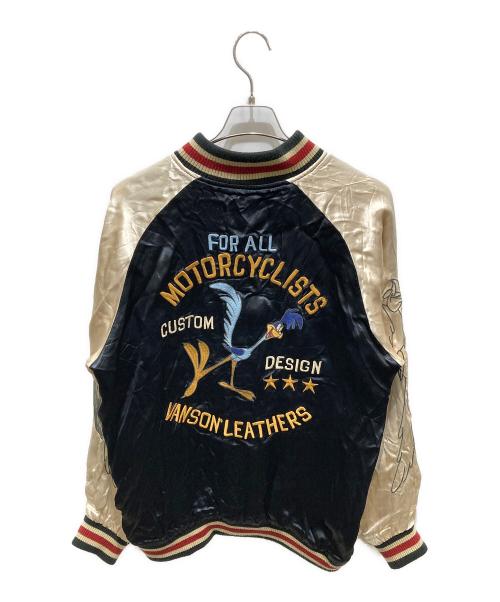 VANSON（バンソン）VANSON (バンソン) LOONEY TUNES (ルーニーチューンズ) リバーシブル刺繍スカジャン ブラック サイズ:XLの古着・服飾アイテム