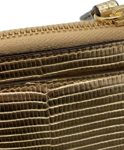 GUCCI（グッチ）GUCCI (グッチ) リザードコンパクトウォレット ゴールドの古着・服飾アイテム