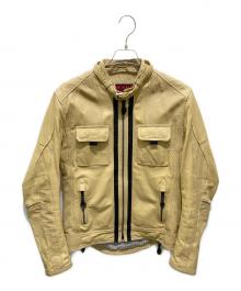 UNION JAP（ユニオンジャップ）の古着「山羊革ライダースジャケット」｜ベージュ
