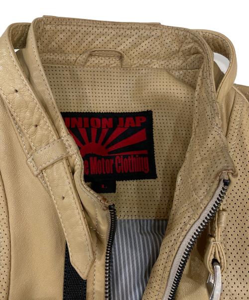 UNION JAP（ユニオンジャップ）UNION JAP (ユニオンジャップ) 山羊革ライダースジャケット ベージュ サイズ:Ｌの古着・服飾アイテム