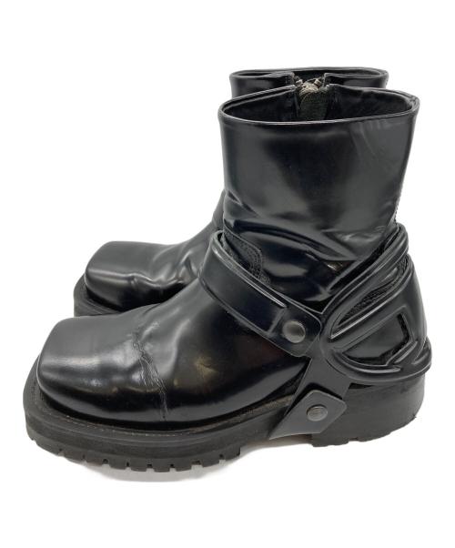 DIESEL（ディーゼル）DIESEL (ディーゼル) D-Texan-Harness boots in polished leather ブラック サイズ:41の古着・服飾アイテム