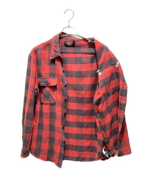 RRL（ダブルアールエル）RRL (ダブルアールエル) バッファローチェック長袖シャツ レッド×ブラック サイズ:Lの古着・服飾アイテム