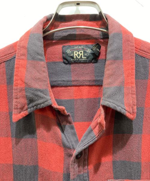 RRL（ダブルアールエル）RRL (ダブルアールエル) バッファローチェック長袖シャツ レッド×ブラック サイズ:Lの古着・服飾アイテム
