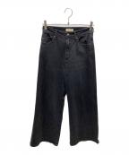 YANUKヤヌーク）の古着「ワイドフレアデニムパンツ」｜ブラック
