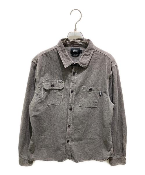 stussy（ステューシー）stussy (ステューシー) ステッチワークシャツ グレー サイズ:Ｍの古着・服飾アイテム