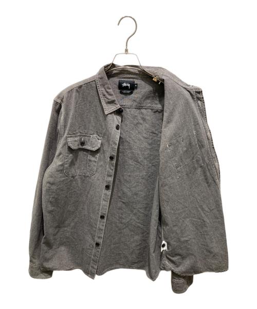 stussy（ステューシー）stussy (ステューシー) ステッチワークシャツ グレー サイズ:Ｍの古着・服飾アイテム