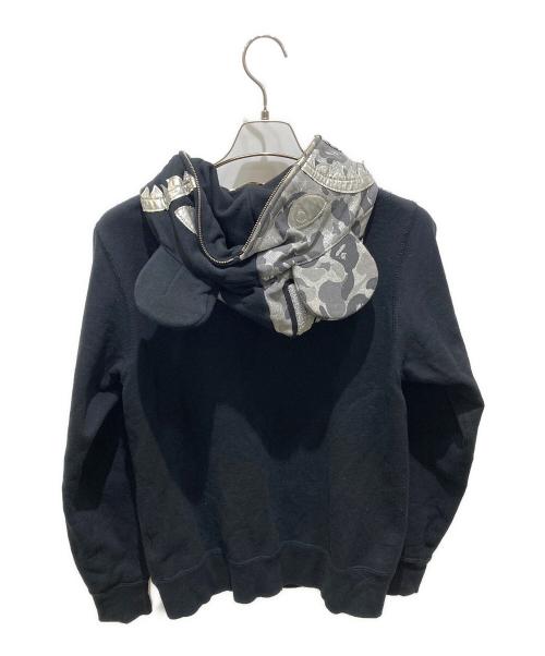 A BATHING APE（ア ベイシング エイプ）A BATHING APE (ア ベイシング エイプ) MEDICOM TOY (メディコム・トイ) shark full zip hoodie ブラック サイズ:Mの古着・服飾アイテム
